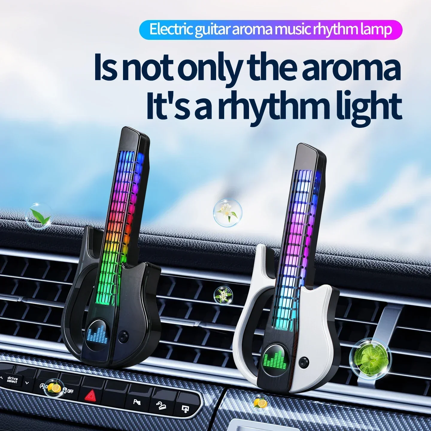 Car Ambient Light Sound Activated - Schallaktivierte RGB-Musik-Rhythmus-LED-Lampe, Sprachgesteuertes Ambientelicht für Auto-Lüftung,