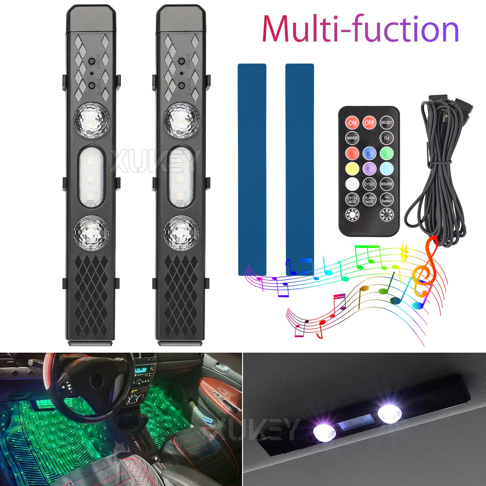 Car Ambient Light Kit With Remote - Wiederauf ladbare Auto Innen beleuchtung drahtlose