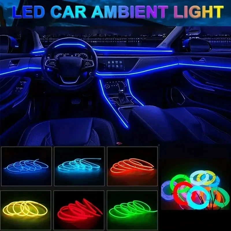 Car Interior Neon Light Usb - Auto-Innenraum-Atmosphärenlicht 5V EL Kaltlicht-Leuchtstoffröhre LED-Neonstreifen USB