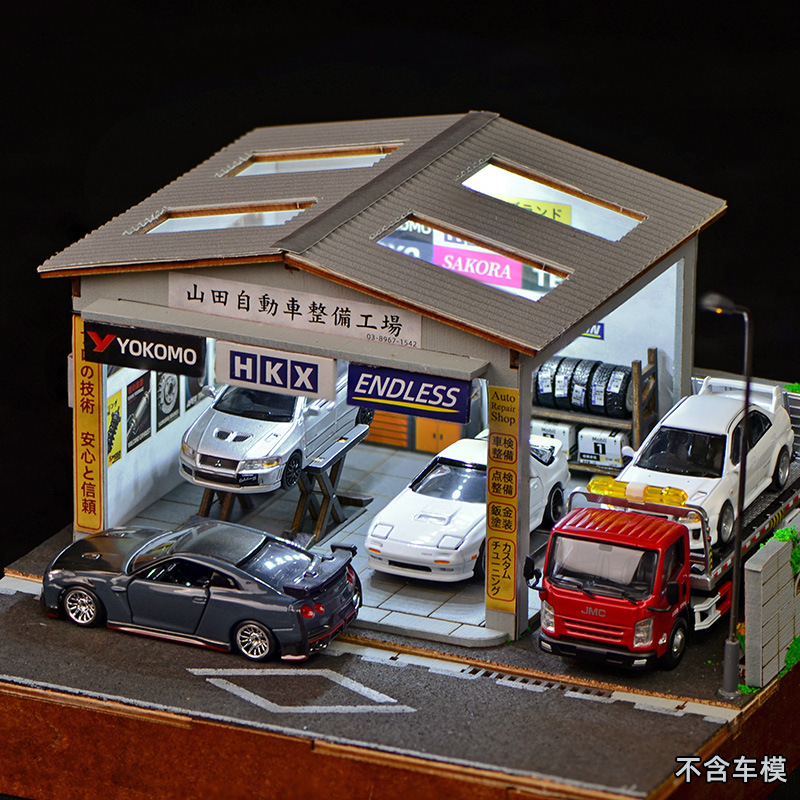 Car Ambient Lighting 18 In 1 - 1:64 Maßstab DIY Autoreparatur-Werkstatt Diorama-Set mit