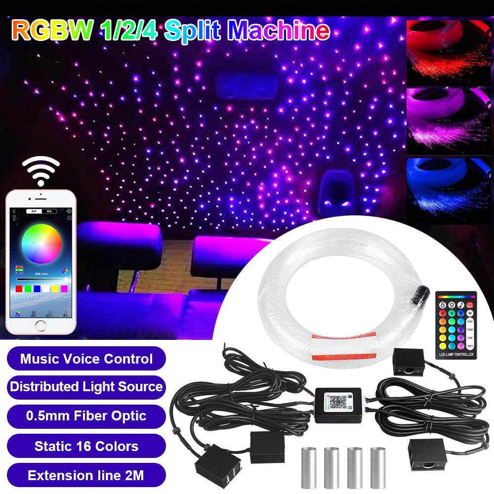 Car Roof Star Light Fiber Optic - 1/2/4 RGBW Split-Maschine Auto-Dach-Sternenlicht APP-Steuerung Glasfaser-Sternendeckenbeleuchtung