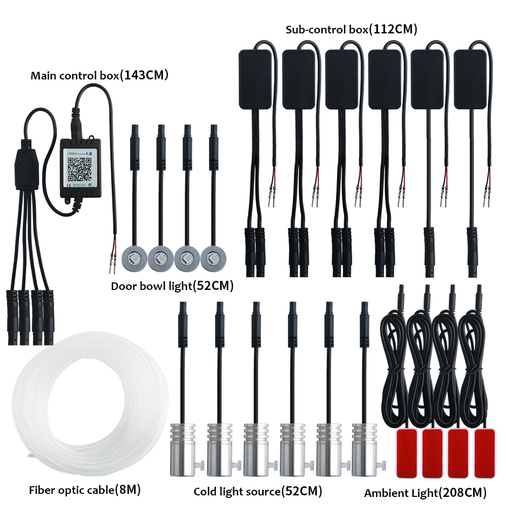 Car Interior Led Strip App Control - 14 in 1 RGB-Auto-Innenraum-Umgebungslicht mit 8