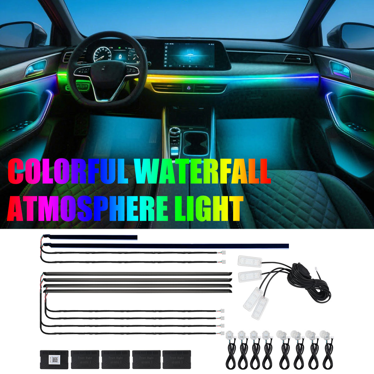 Car Ambient Light Kit With Remote - 6/10/14/18in1 Led Acryl Auto Wasserfall Lampe