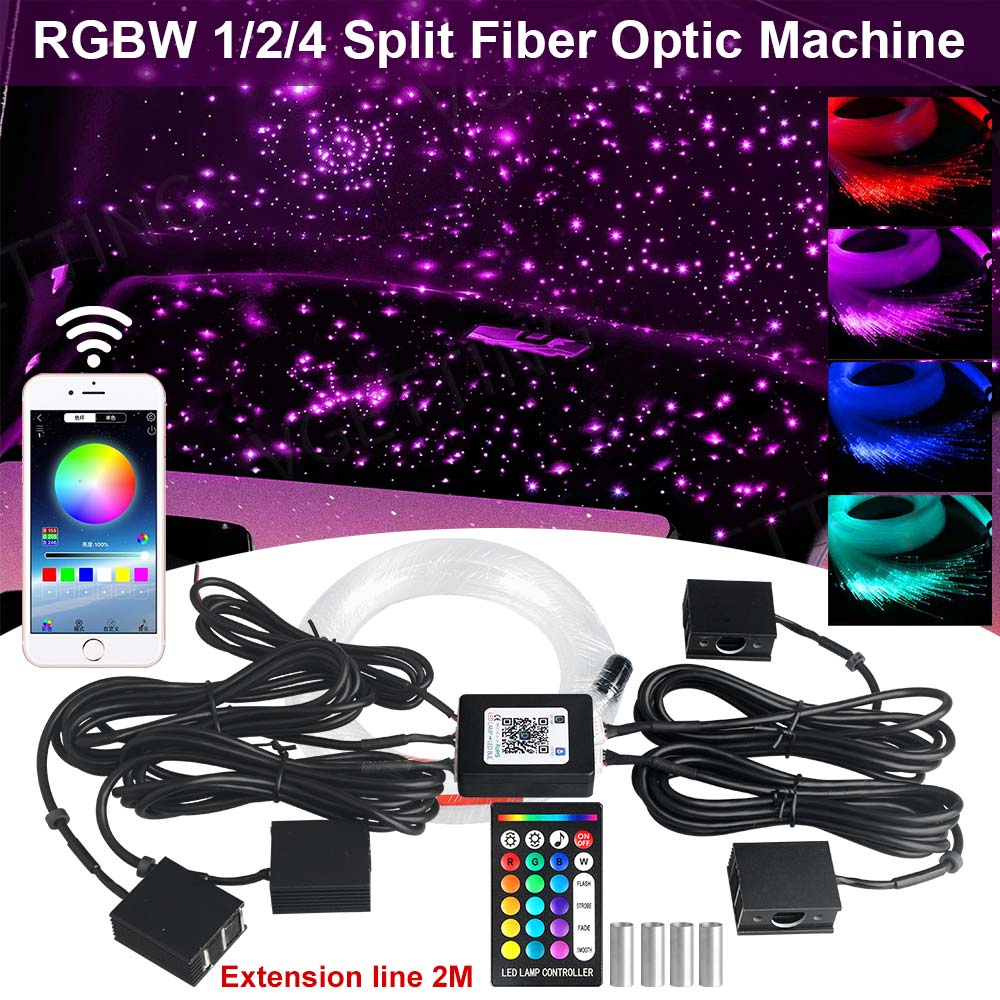Car Roof Star Light Fiber Optic - RGBW 1/2/4 Split-Maschine Auto-Dach-Sternenlicht APP-Steuerung Glasfaser-Sternenhimmel-Beleuchtung