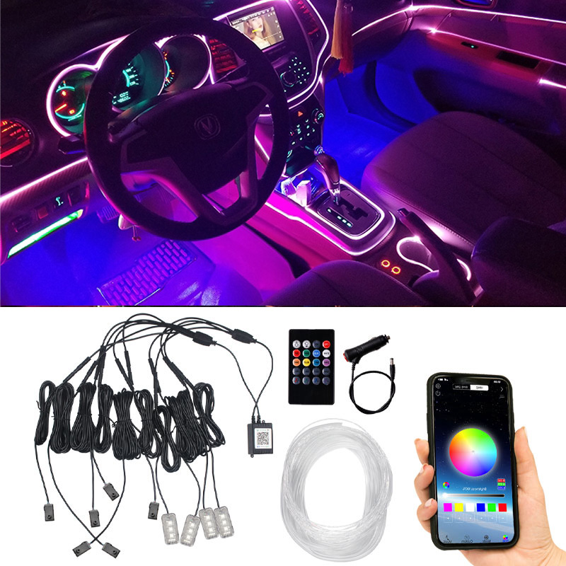 Car Dashboard Light Fiber Optic - Auto 9/10-in-1 Zubehör Innenraum-Dekoration Ambiente Kalt-LED