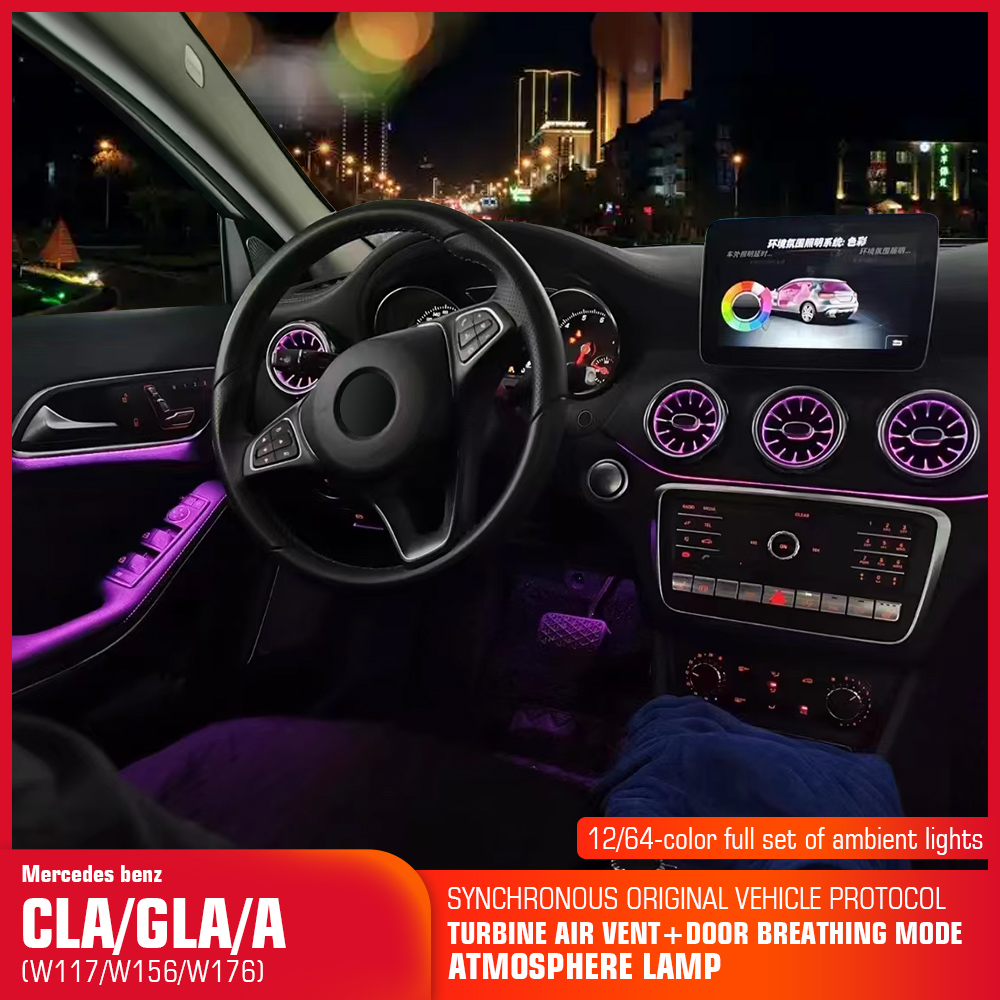 Für Benz W176 CLA C117 GLA X15 – Car Ambient Lighting 64 Color Bewertung und Preis