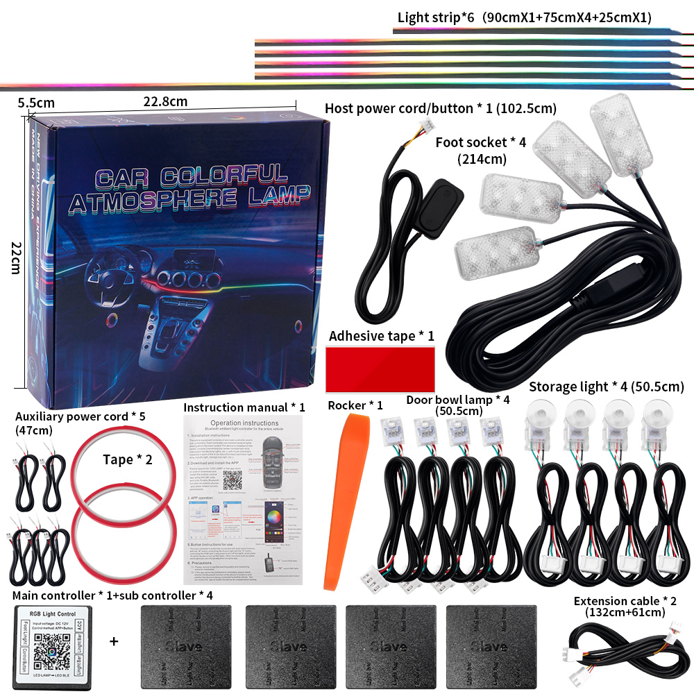 6/10/14/18/22 in 1 Auto-Ambien – Car Ambient Lighting 18 In 1 Bewertung und Preis