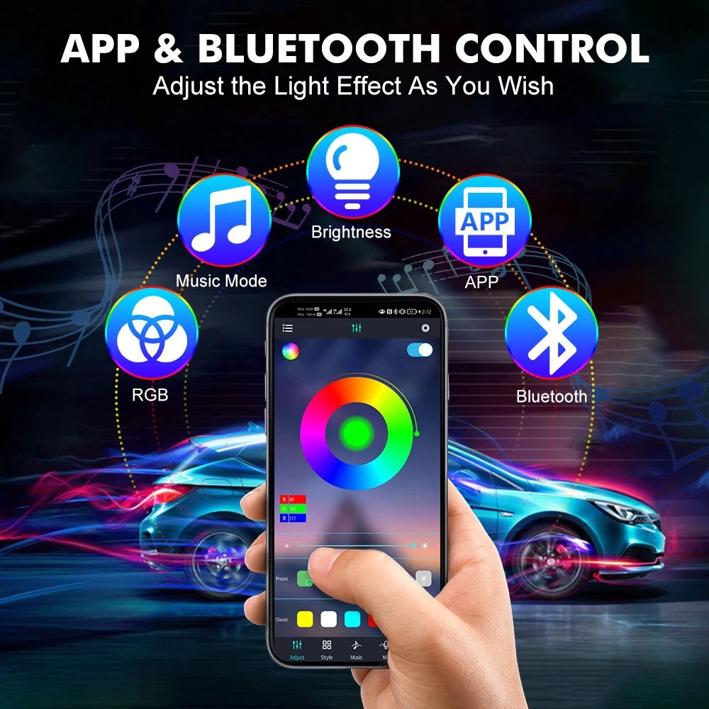 4 Stück 72 LED RGB Auto-Innenr – Car Interior Neon Light Usb Bewertung und Preis