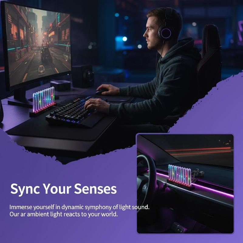 Dynamischer RGB-Lichtstreifen  – Car Ambient Light Sound Activated Bewertung und Preis