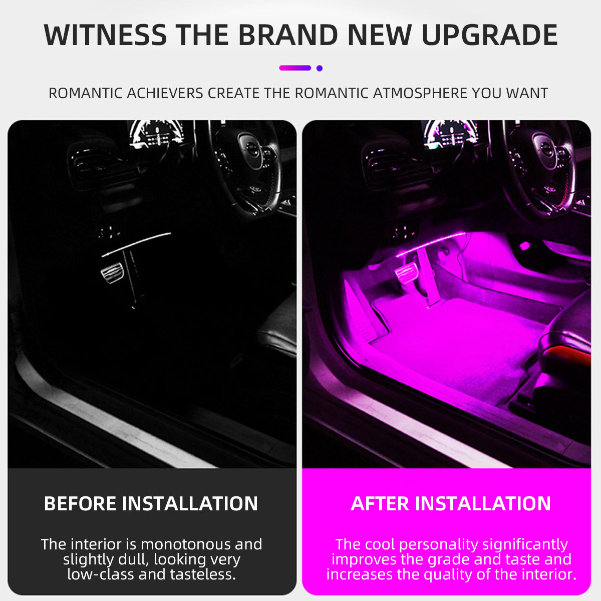 2/4in1 12/18 LED RGB Regenboge – Car Interior Neon Light Usb Bewertung und Preis