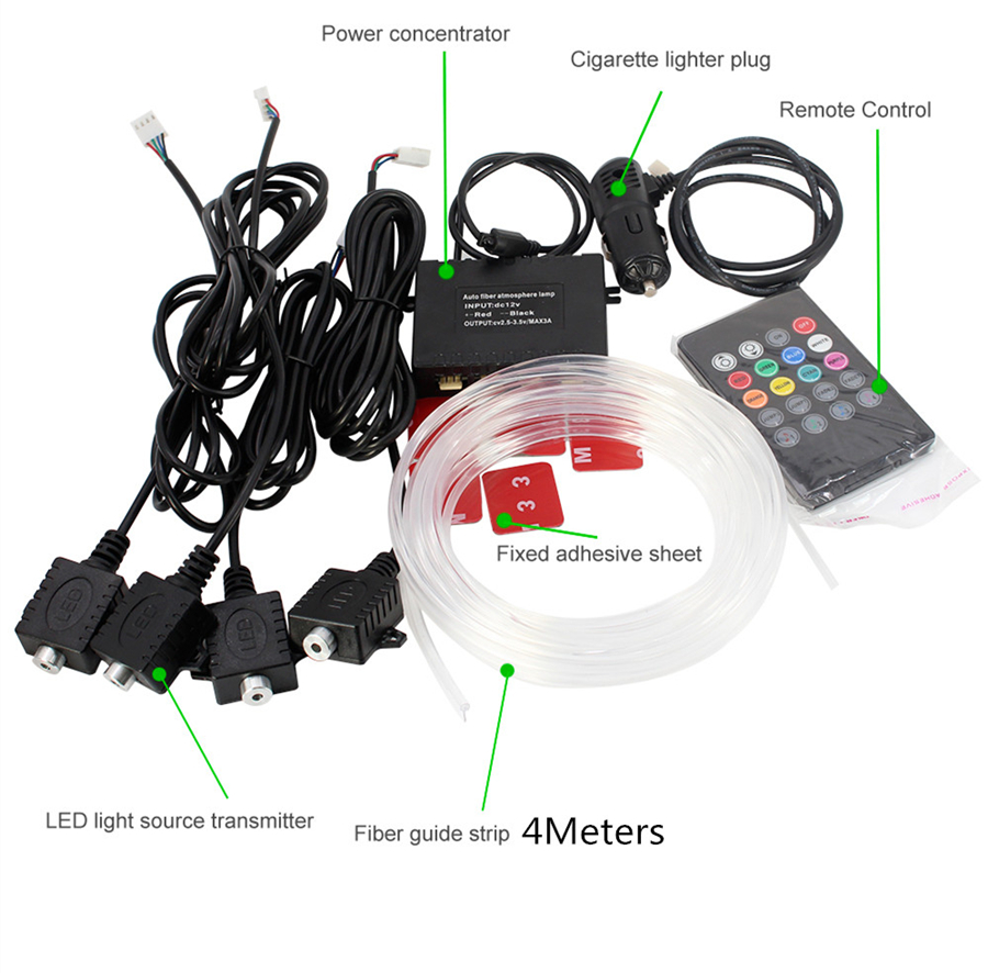 12V 4M RGB Fiber Optic Atmosph – Car Dashboard Light Fiber Optic Bewertung und Preis