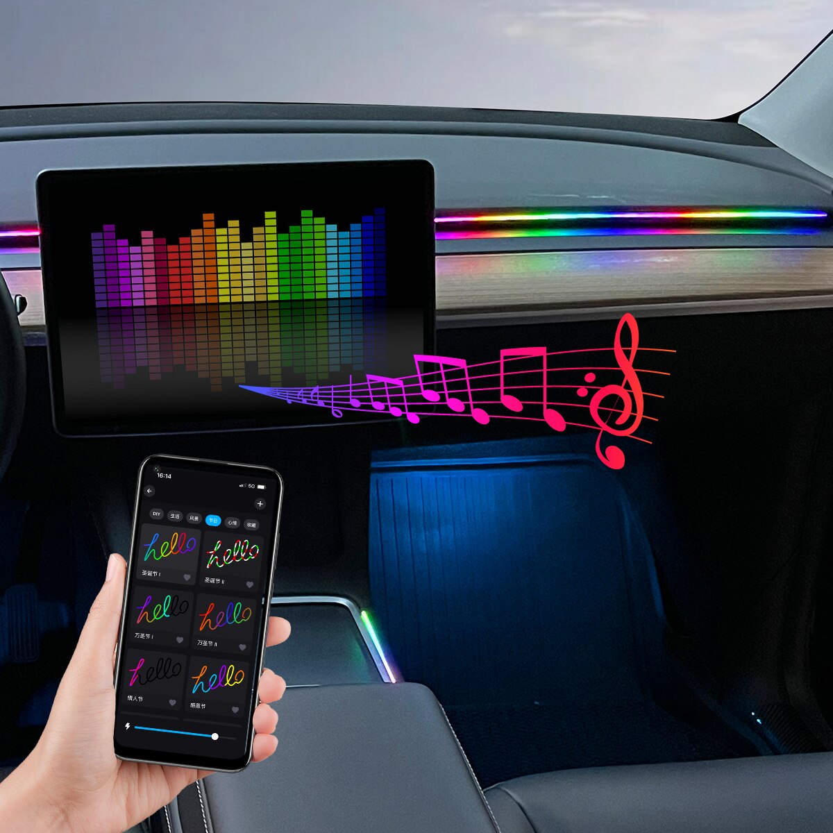 Auto LED Umgebungslicht USB 64 – Car Ambient Lighting 64 Color Bewertung und Preis