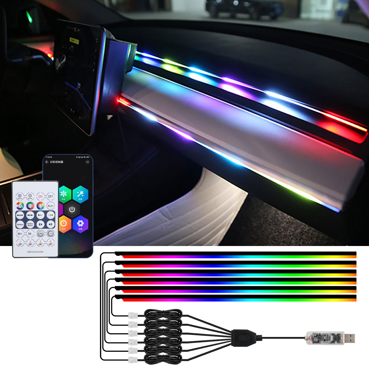 6/10 in 1 Auto Led Umgebungs L – Car Interior Led Strip App Control Bewertung und Preis