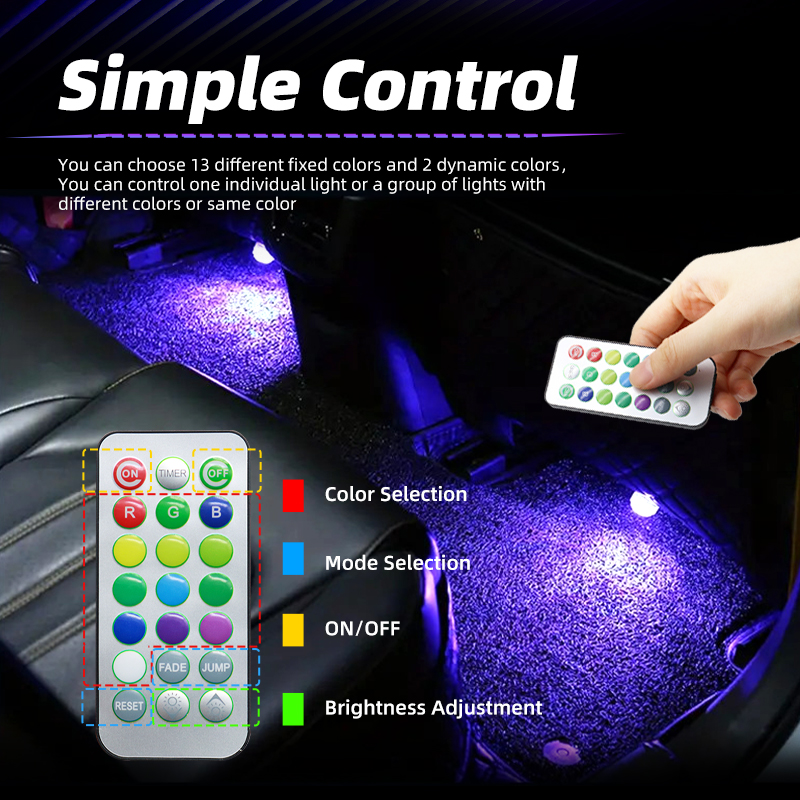 Kabellose LED-Autoinnenraumbel – Car Ambient Light Kit With Remote Bewertung und Preis