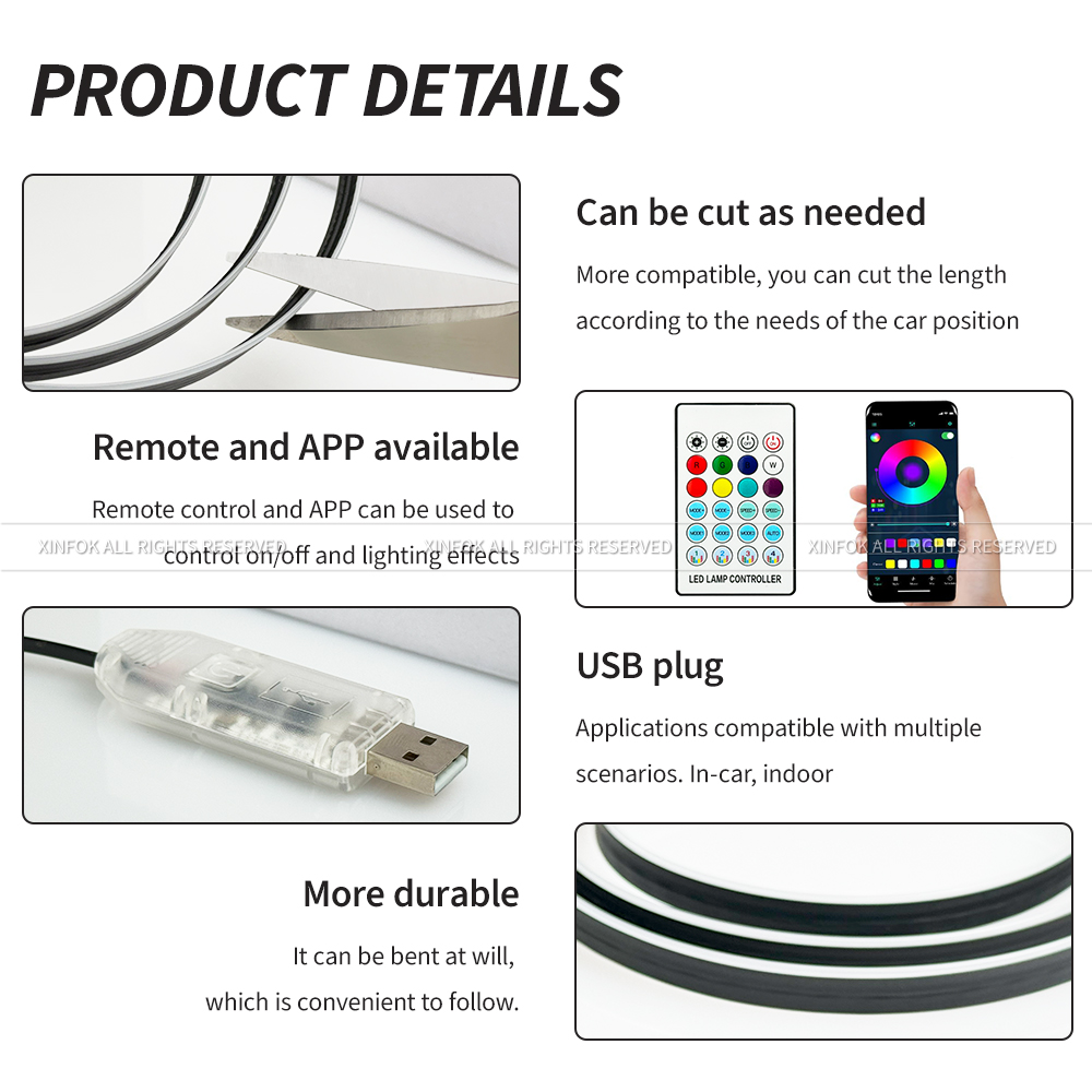 140cm USB Dreamcolor Acryl-Inn – Car Interior Led Strip App Control Bewertung und Preis