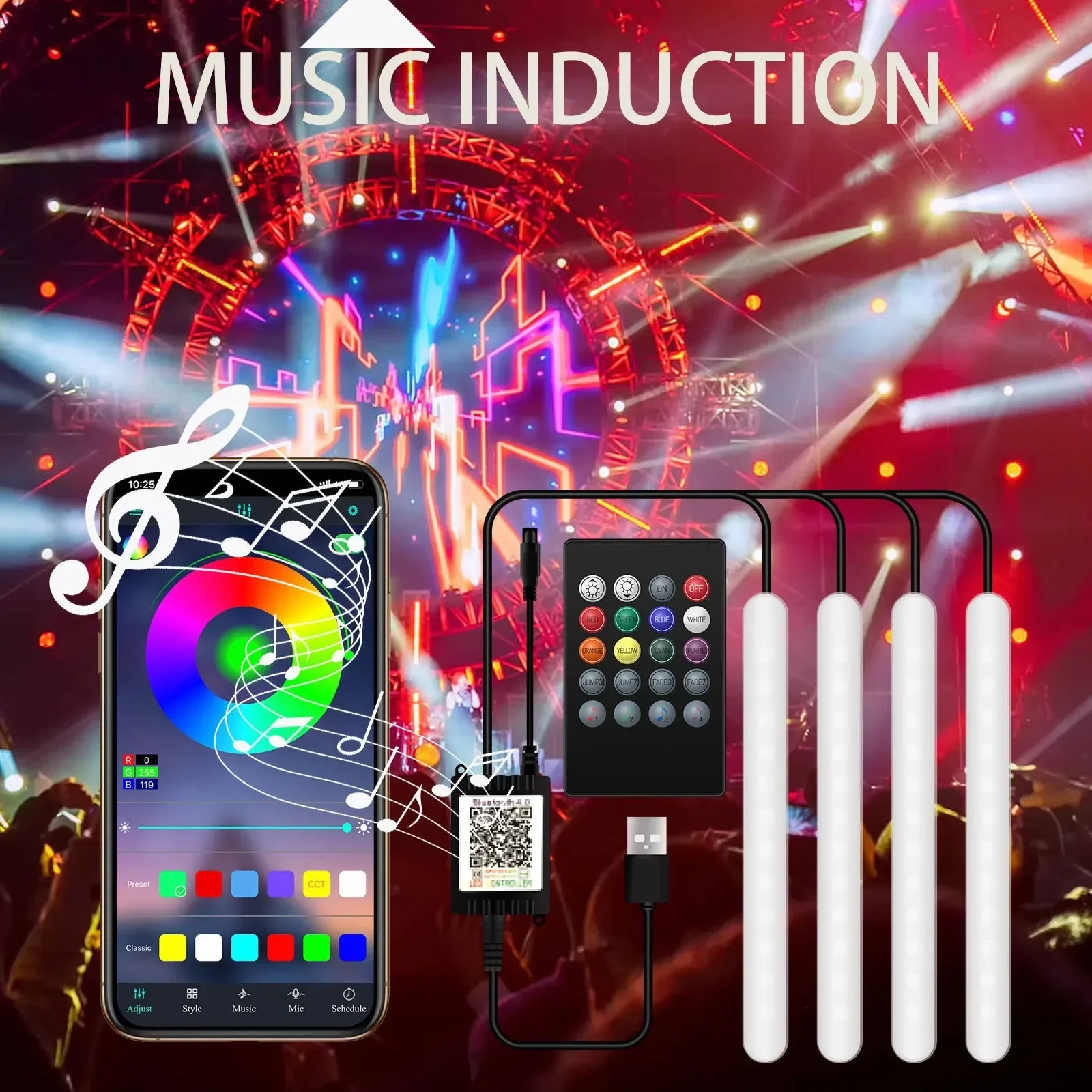 Auto-LED-Fußraum-Umgebungslich – Car Ambient Light Sound Activated Bewertung und Preis