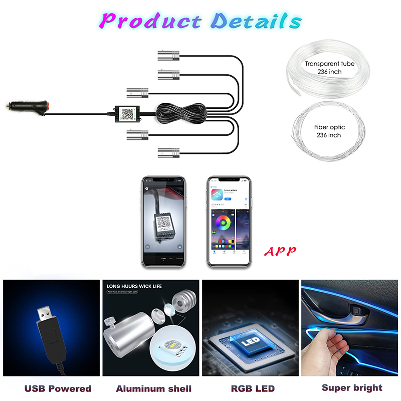 Blalion 5 in1 6m rgb led atmos – Car Ambient Light Fiber Optic 6M Bewertung und Preis