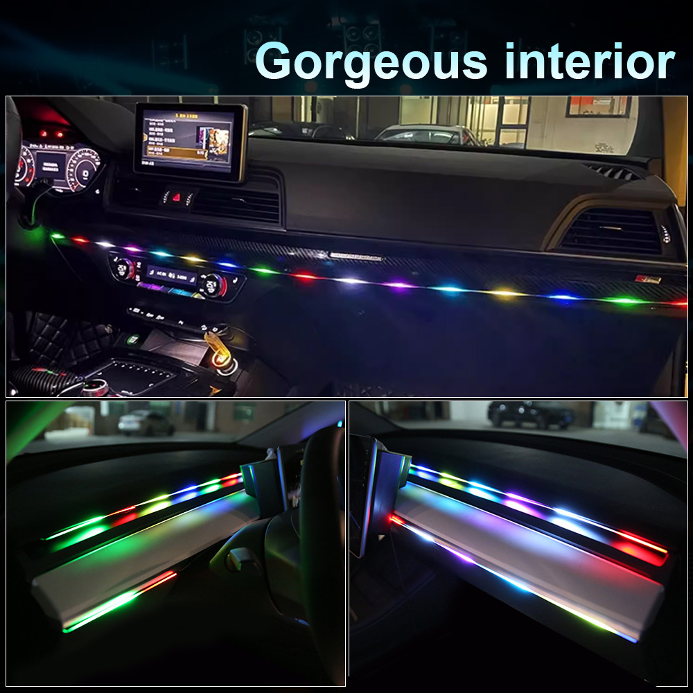 64 farben USB Auto LED Umgebun – Car Interior Led Strip App Control Bewertung und Preis