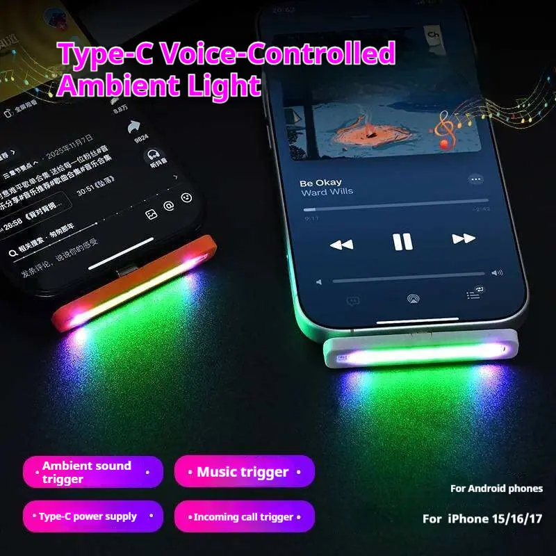 Typ-C RGB Schallaktiviertes Rh – Car Ambient Light Sound Activated Bewertung und Preis