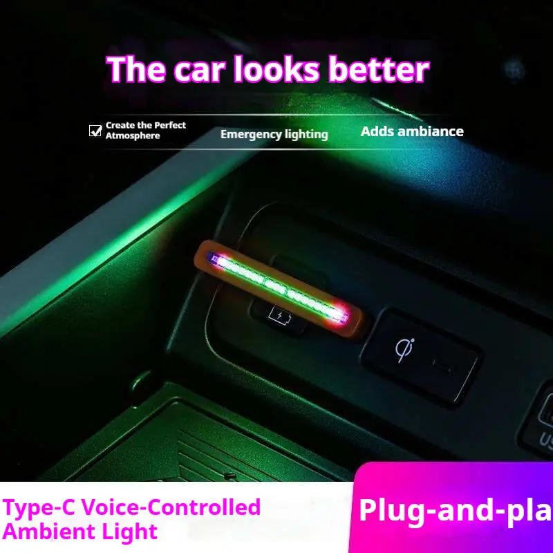 Typ-C RGB Schallaktiviertes Rh – Car Ambient Light Sound Activated Bewertung und Preis