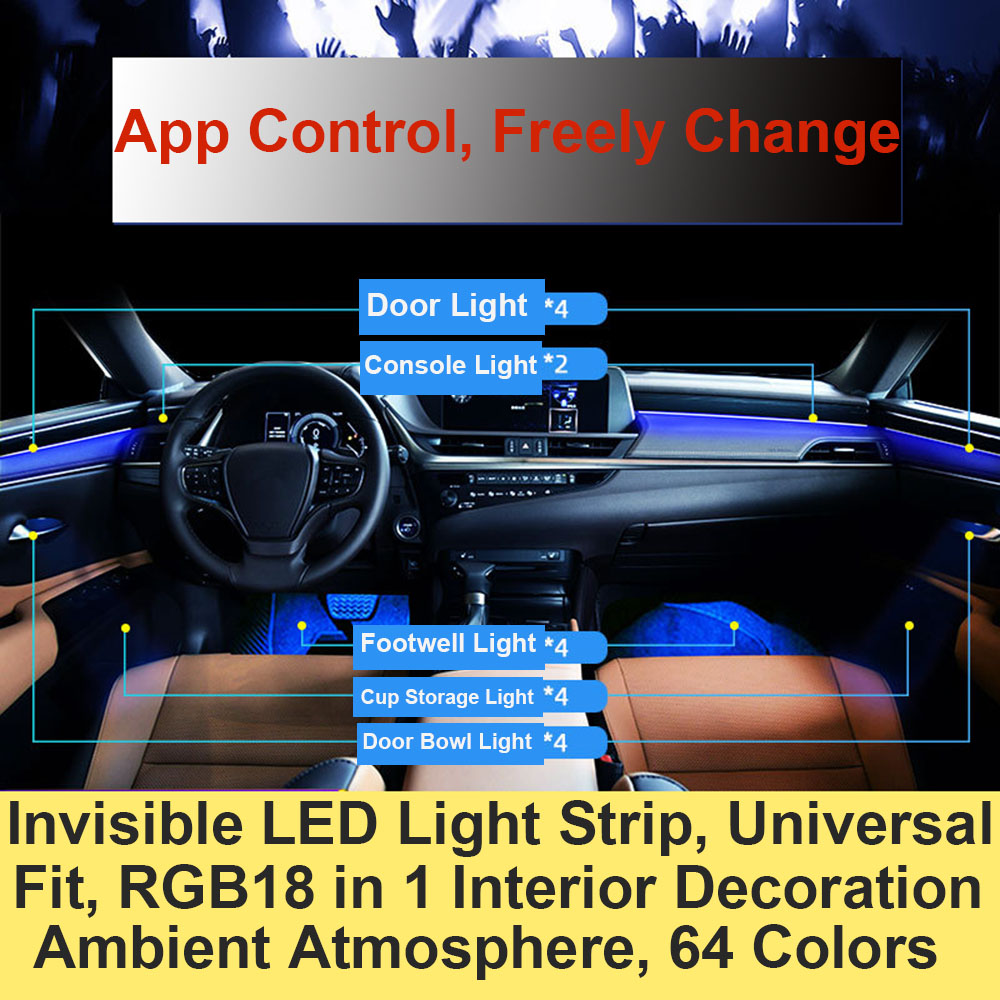 Universelle 18-in-1-RGB-LED-Au – Car Ambient Light Door Panel Acrylic Bewertung und Preis